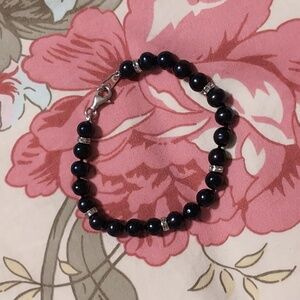 Black pearl and diamond bracelet